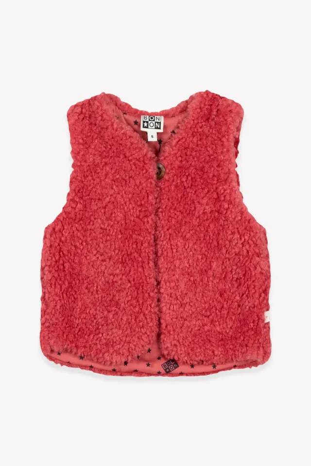 Bonton Beti vest lyserød sherpa til baby