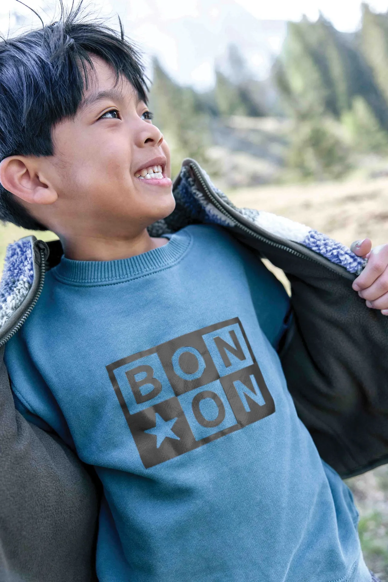 Bonton Mont Blanc sherpa vest blå ternet lynlås