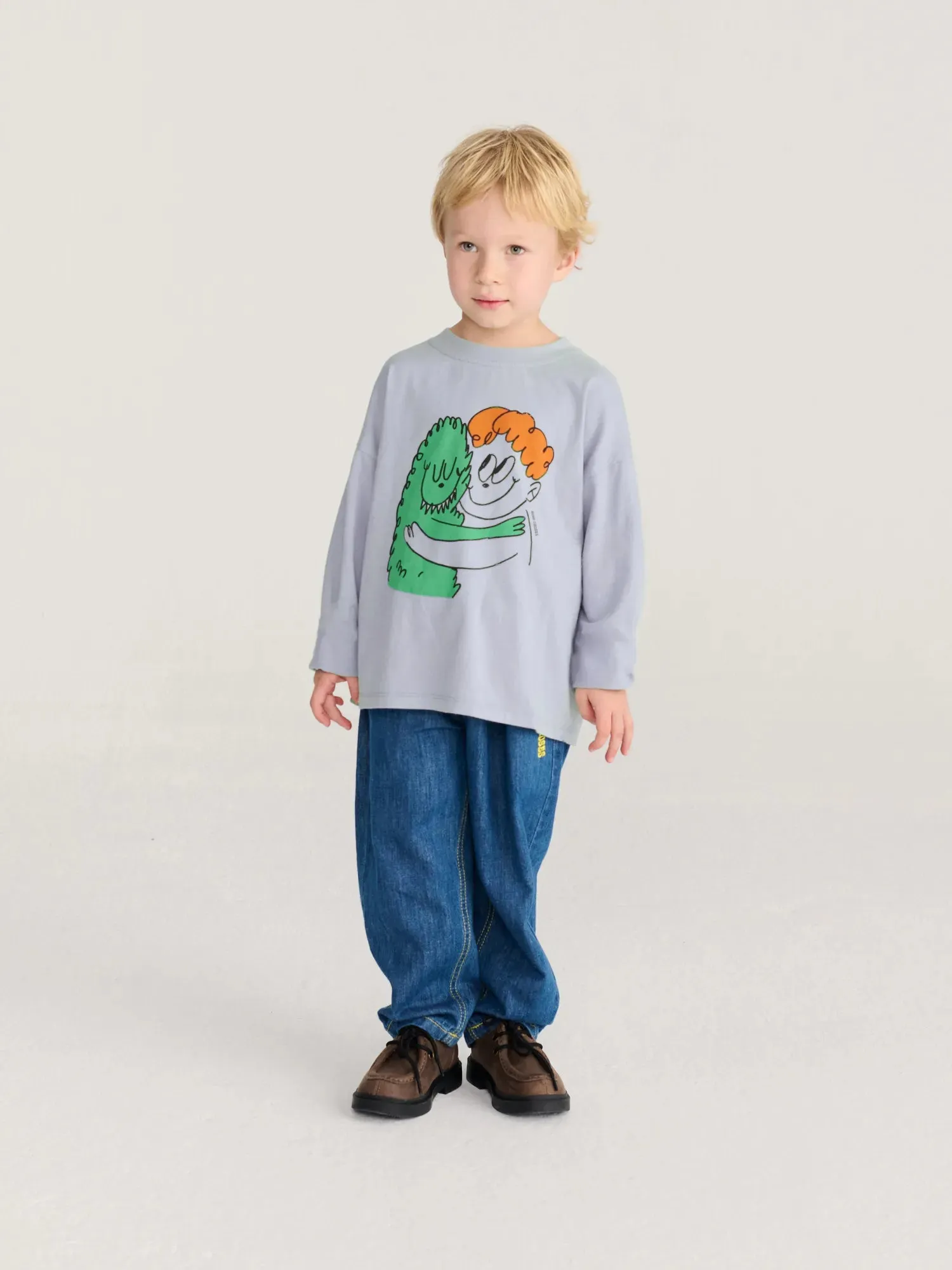 Bobo Choses Hug Hairy Monster t-shirt lyseblå økologisk