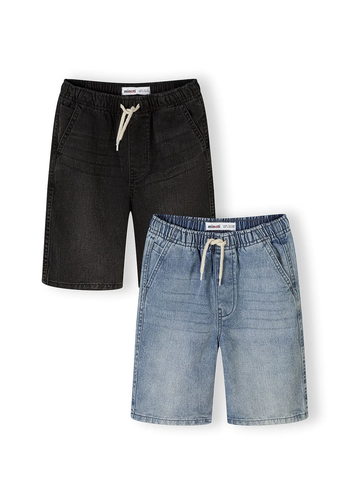 Minoti 44947 jeansshorts sort lyseblå 2-pak til drenge