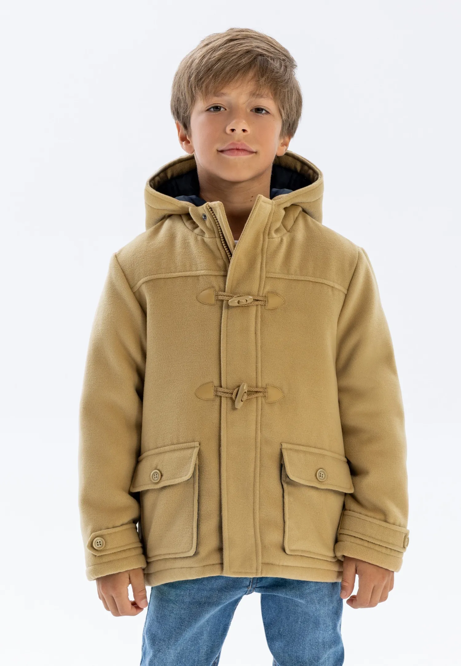 Minoti 41071 dufflecoat sand foret drenge