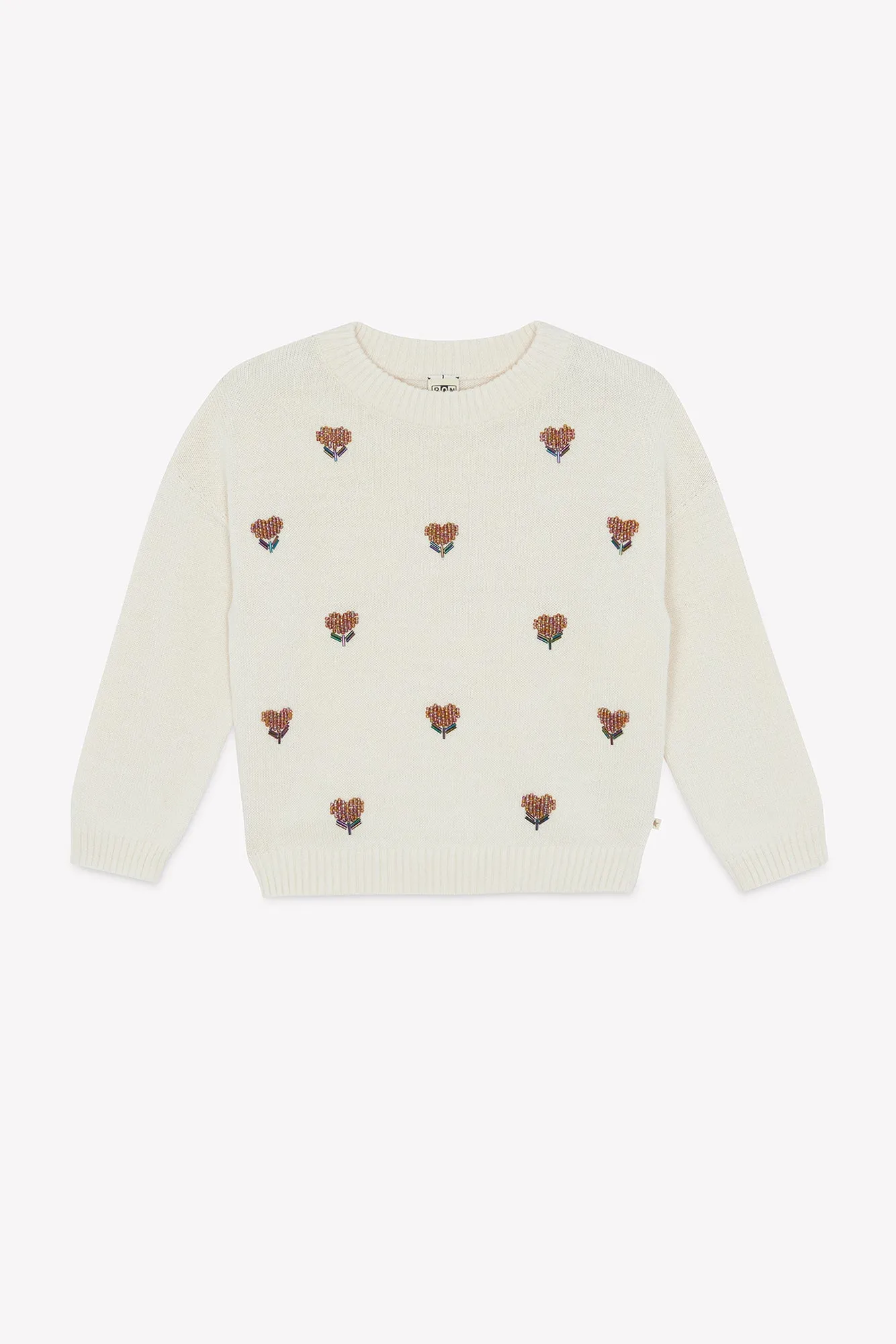 Bonton Lovely Milk Coton striktrøje hjerter bomuld