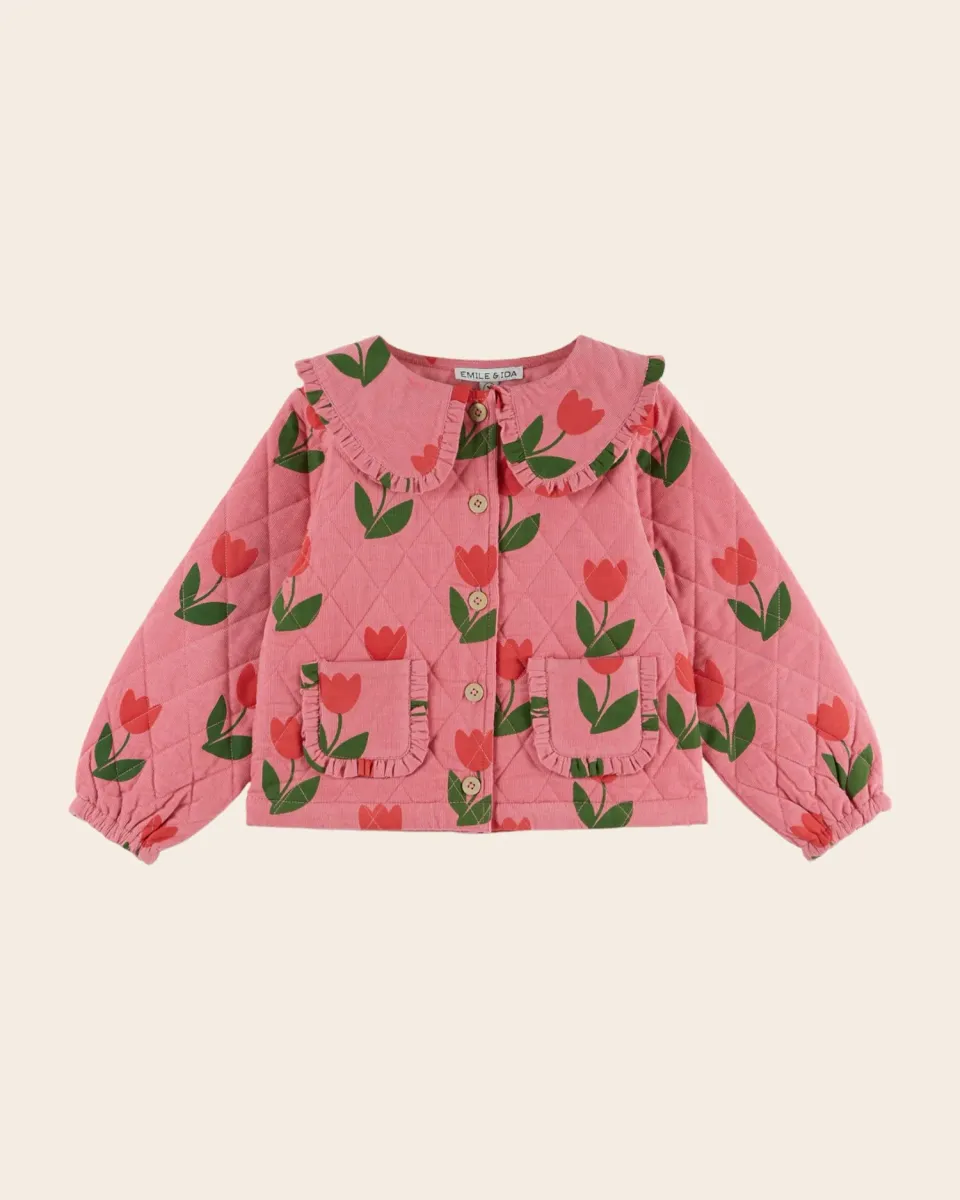 Emile et Ida Grande Tulipe quiltet jakke rosa velour