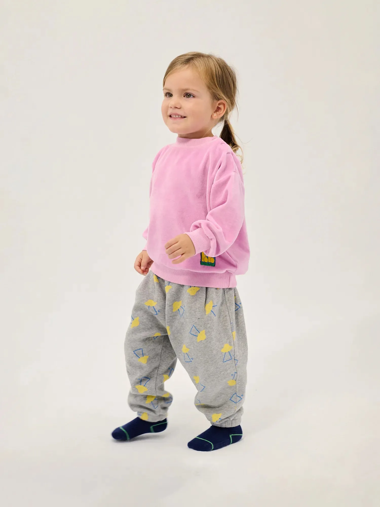 Bobo Choses Booo Tag velvet sweatshirt 3M lyserød