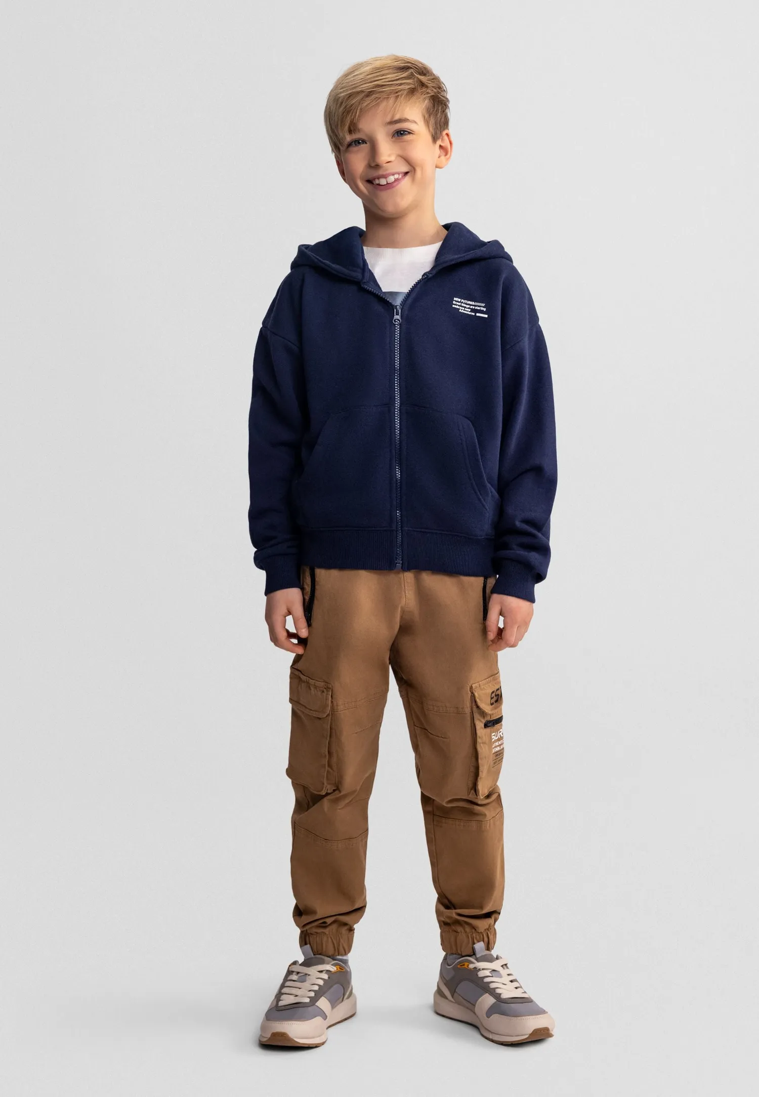 Minoti 44808 zip hoodie lilla marine 2-pak