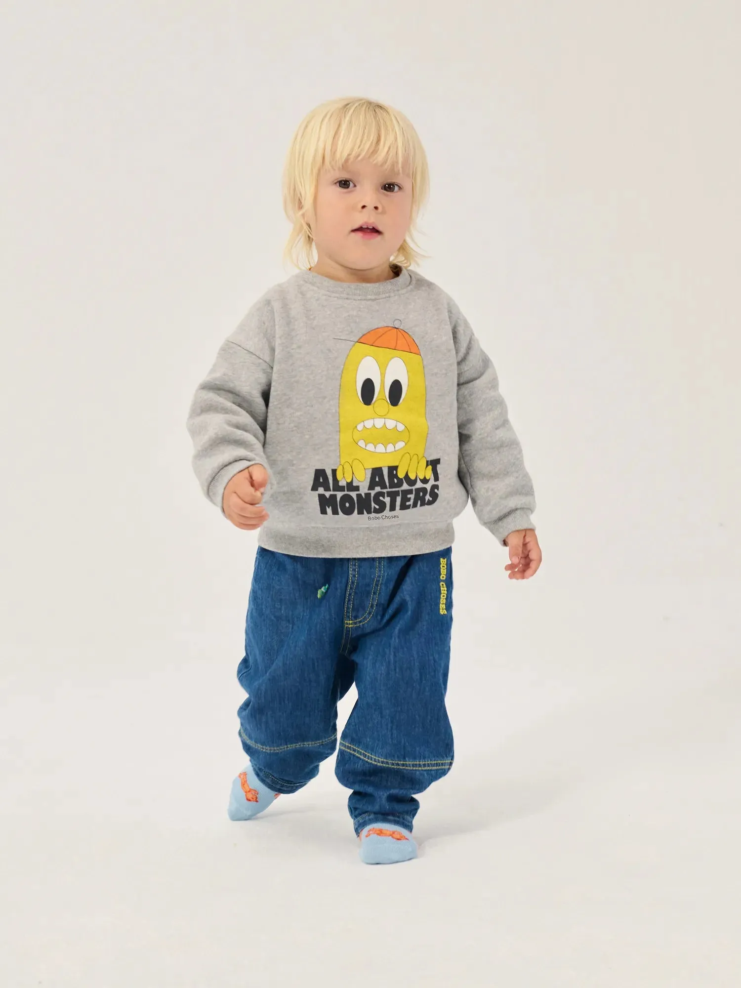 Bobo Choses Bigtooth Lemon sweatshirt grå 3 mdr økologisk