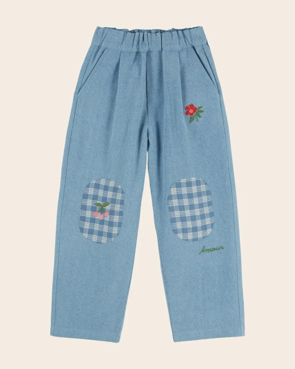 Emile et Ida Carotte bukser blå denim forstærket knæ