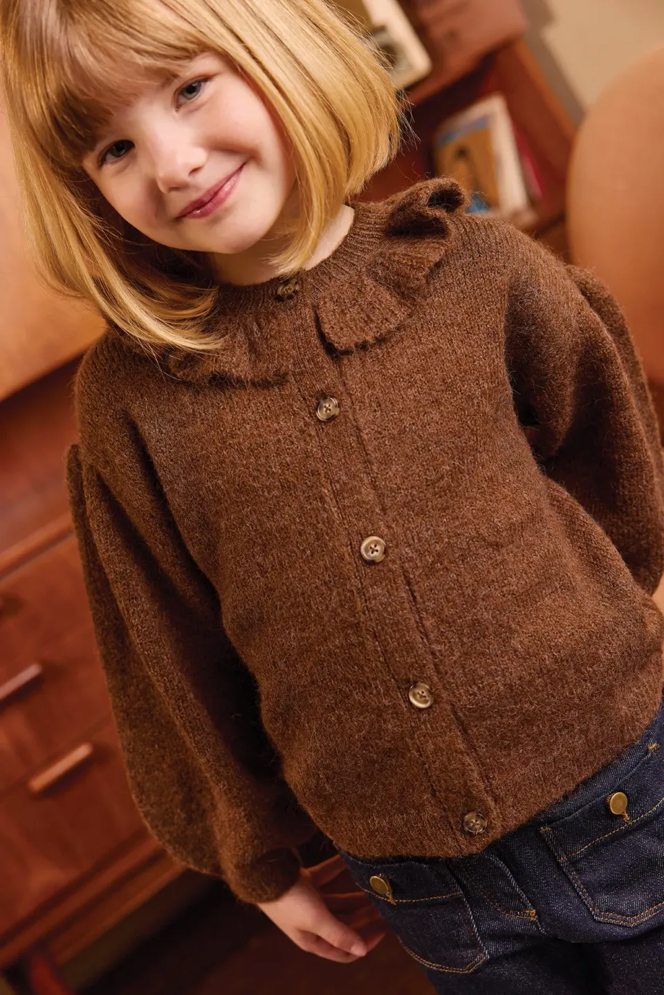 Bonton Paloma Brown cardigan brun flæse