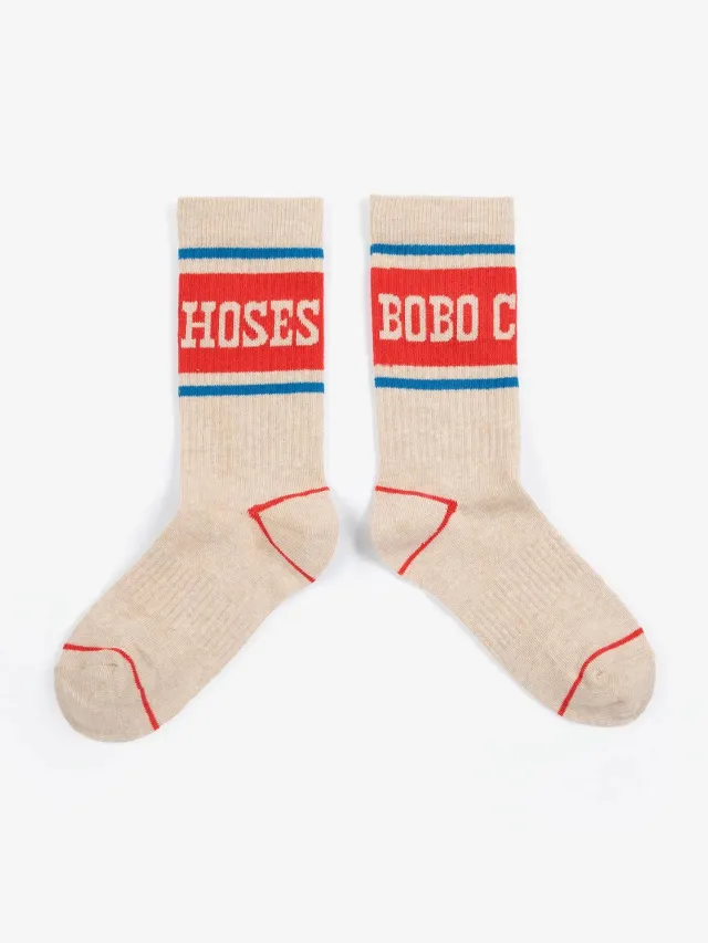 Bobo Choses Pop lange sokker beige økologisk bomuld