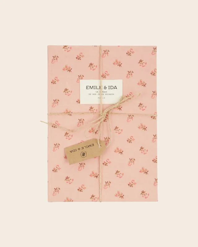 Emile et Ida notesbog blomstret rosa