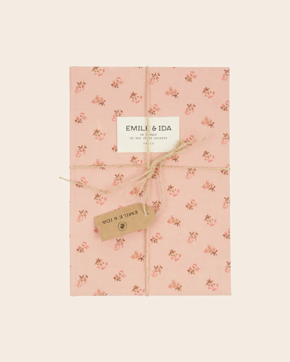 Emile et Ida notesbog blomstret rosa