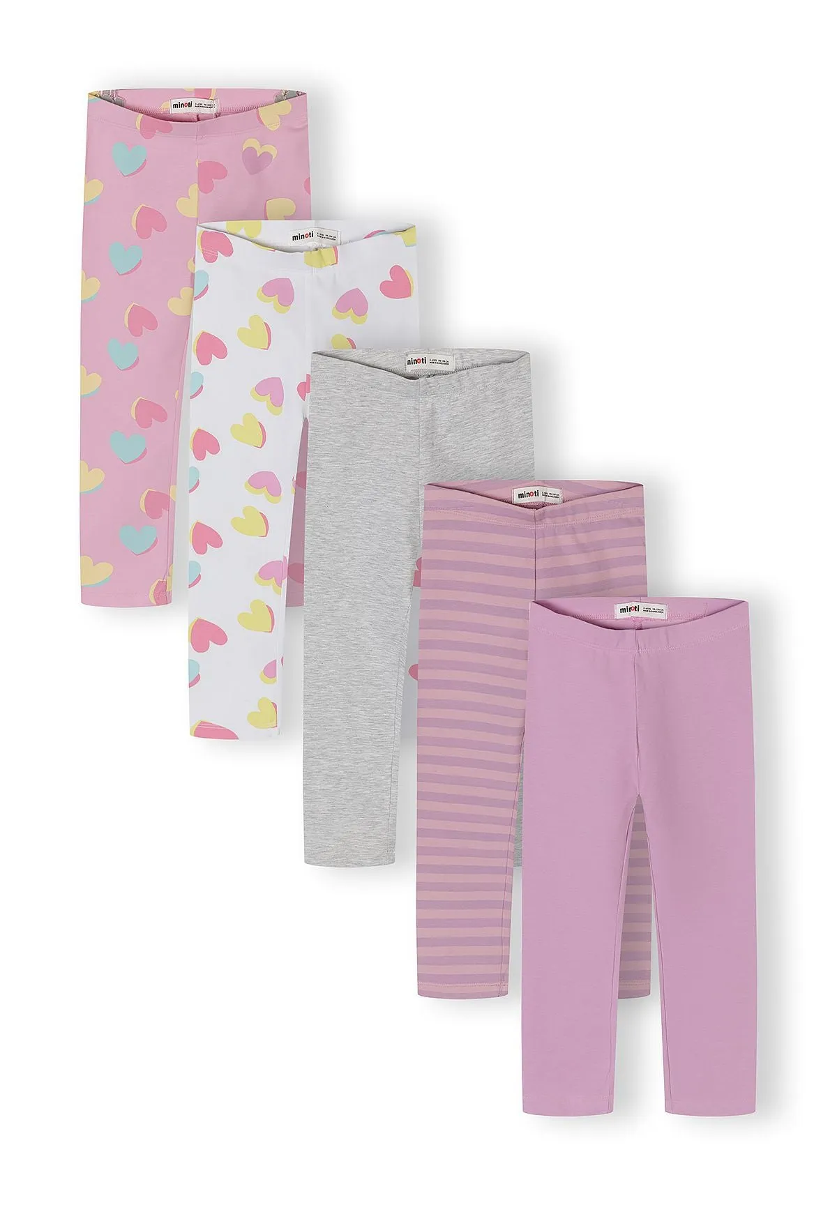 Minoti 44824 leggings til piger 5-pak grå rosa bomuld