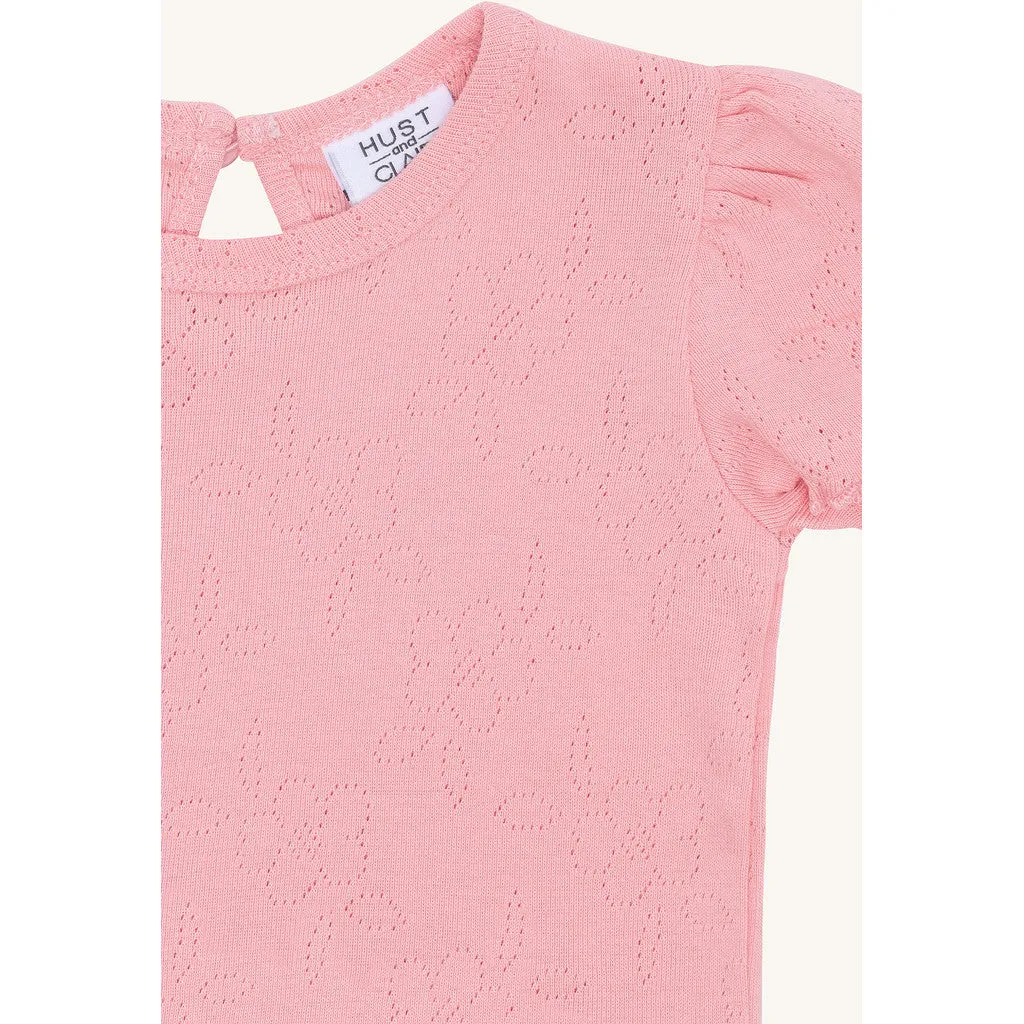 Hust & Claire HCAlma basic pointelle T-shirt Shell økologisk