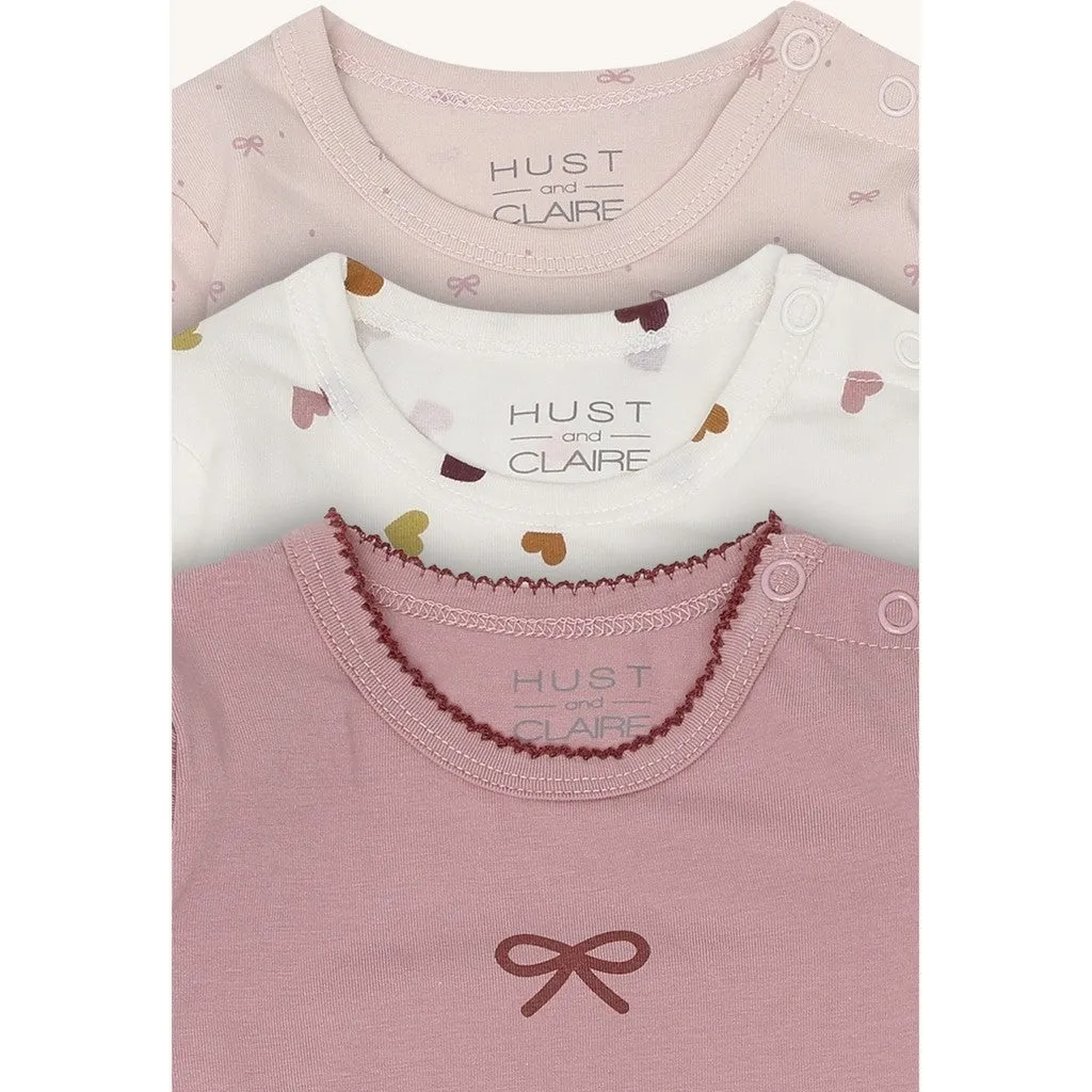 Hust & Claire Bella Bow body 3-pak Hushed Pink bomuld
