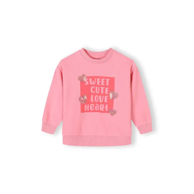 Minoti 44674 sweatshirt lyserød paillethjerter