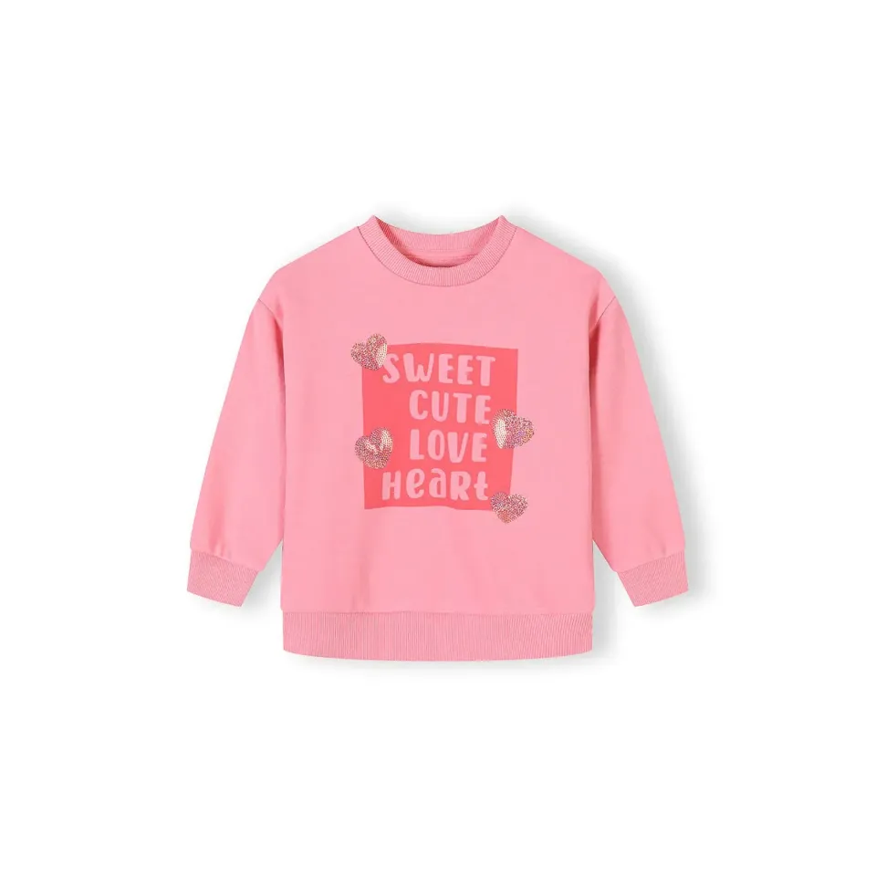 Minoti 44674 sweatshirt lyserød paillethjerter