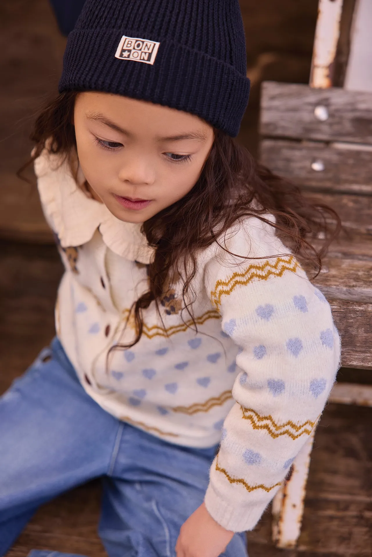 Bonton Paula Milk cardigan uld hunde jacquard