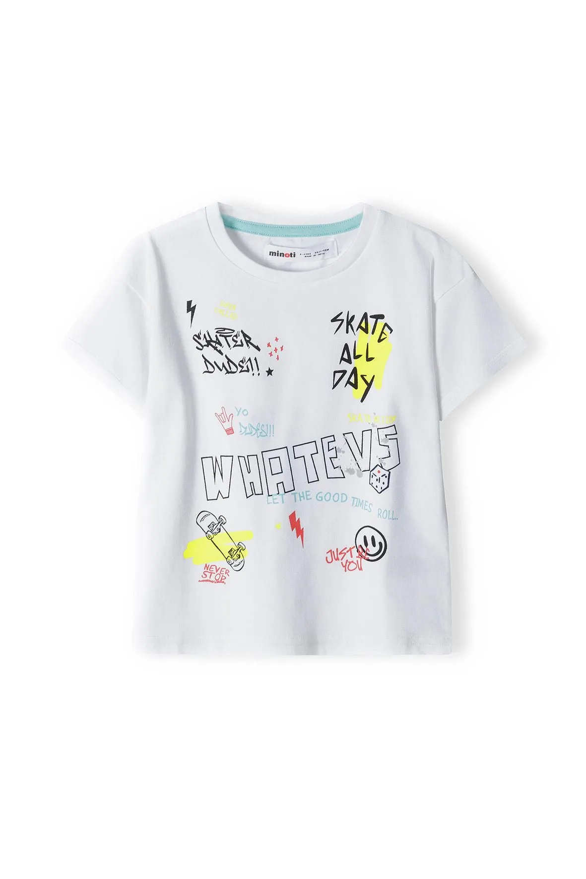 Minoti 38397 T-shirt hvid skateboard bomuld