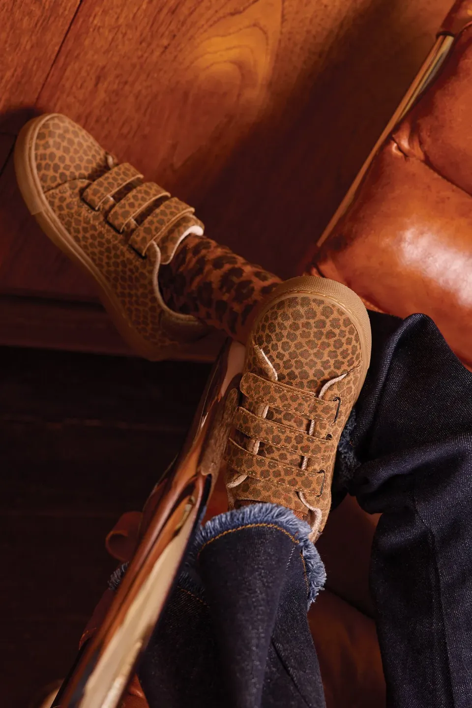 Bonton Basil sneakers leopard velcro sølv