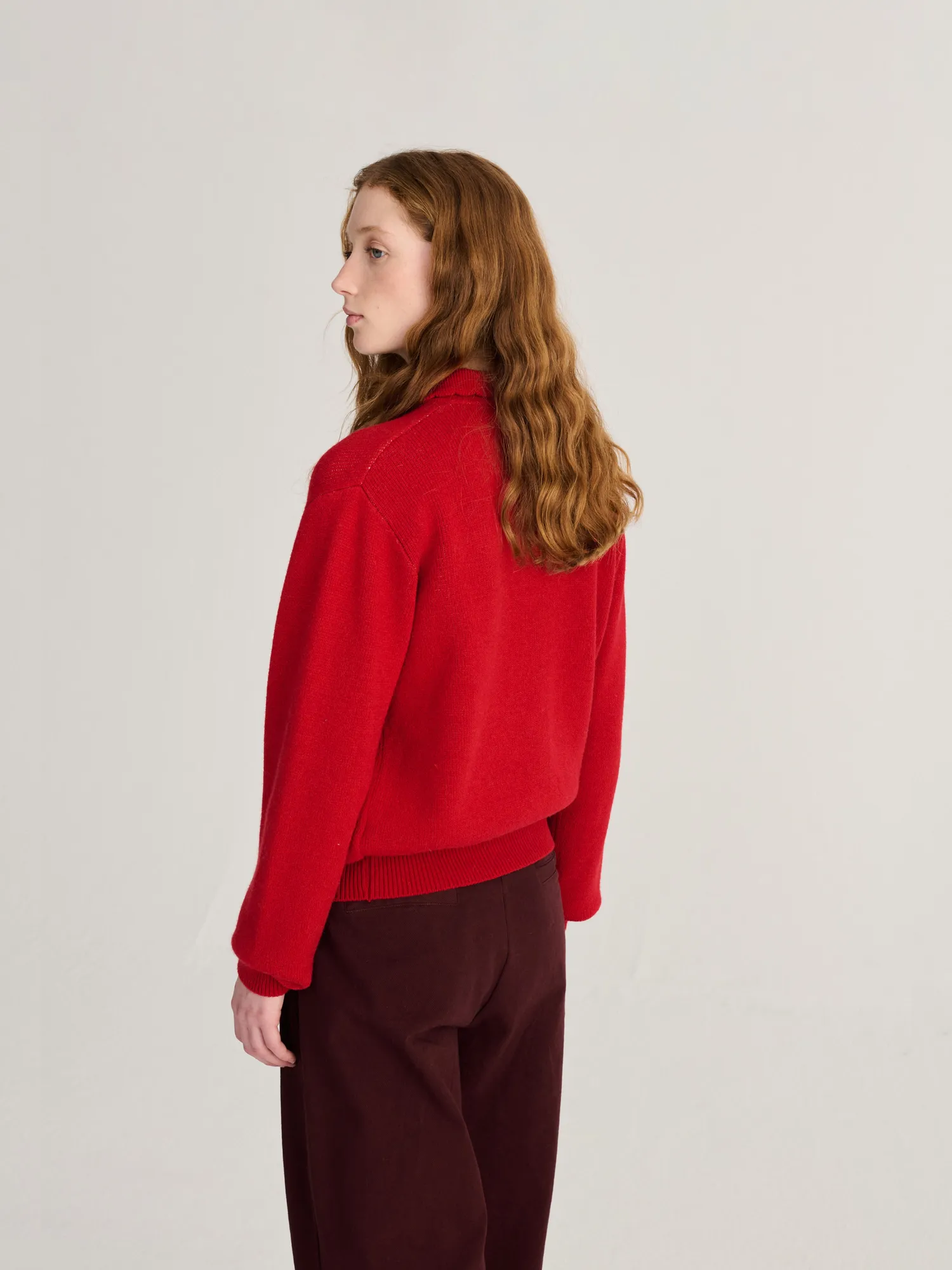Bobo Choses Forest Scene polo cardigan rød uldblanding
