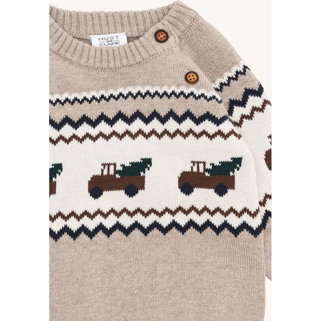 Hust & Claire Perry Truck pullover Beige Melange økologisk