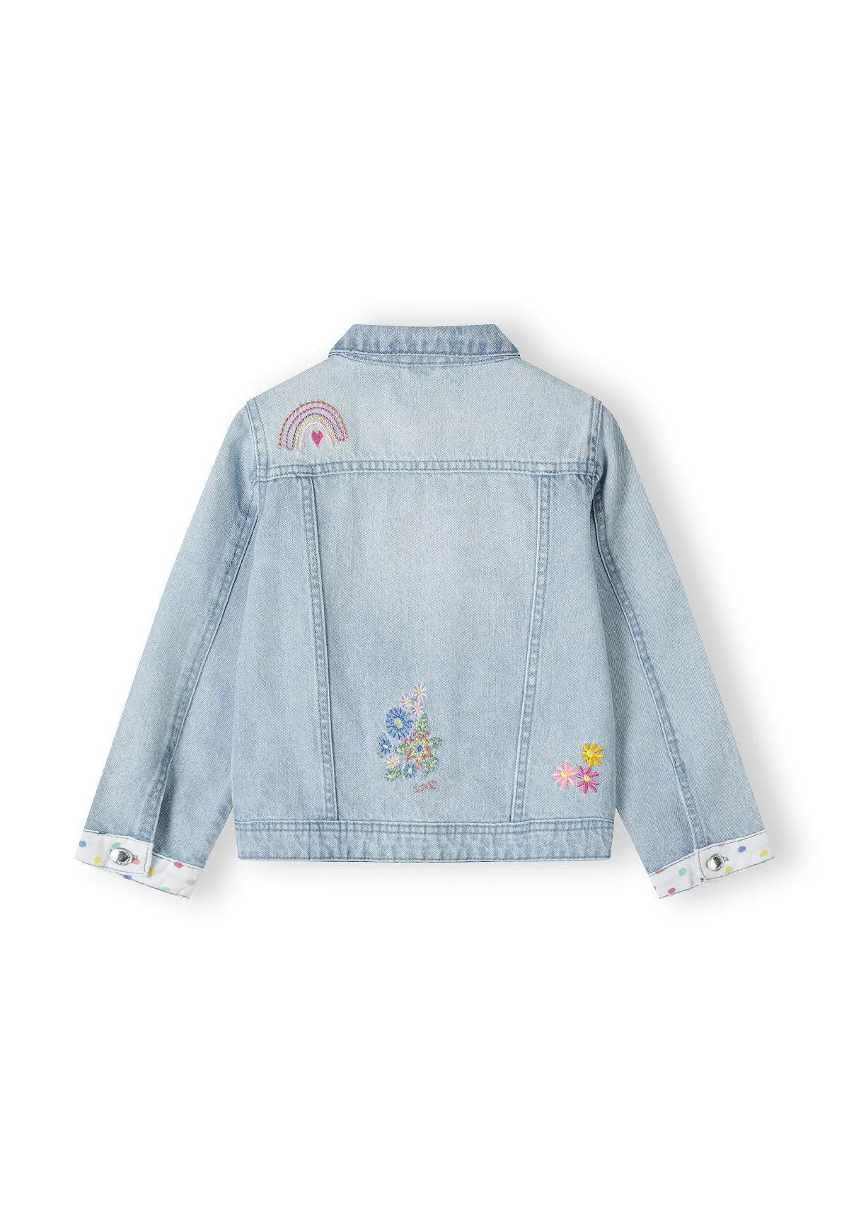 Minoti denimjakke lyseblå broderi bomuld