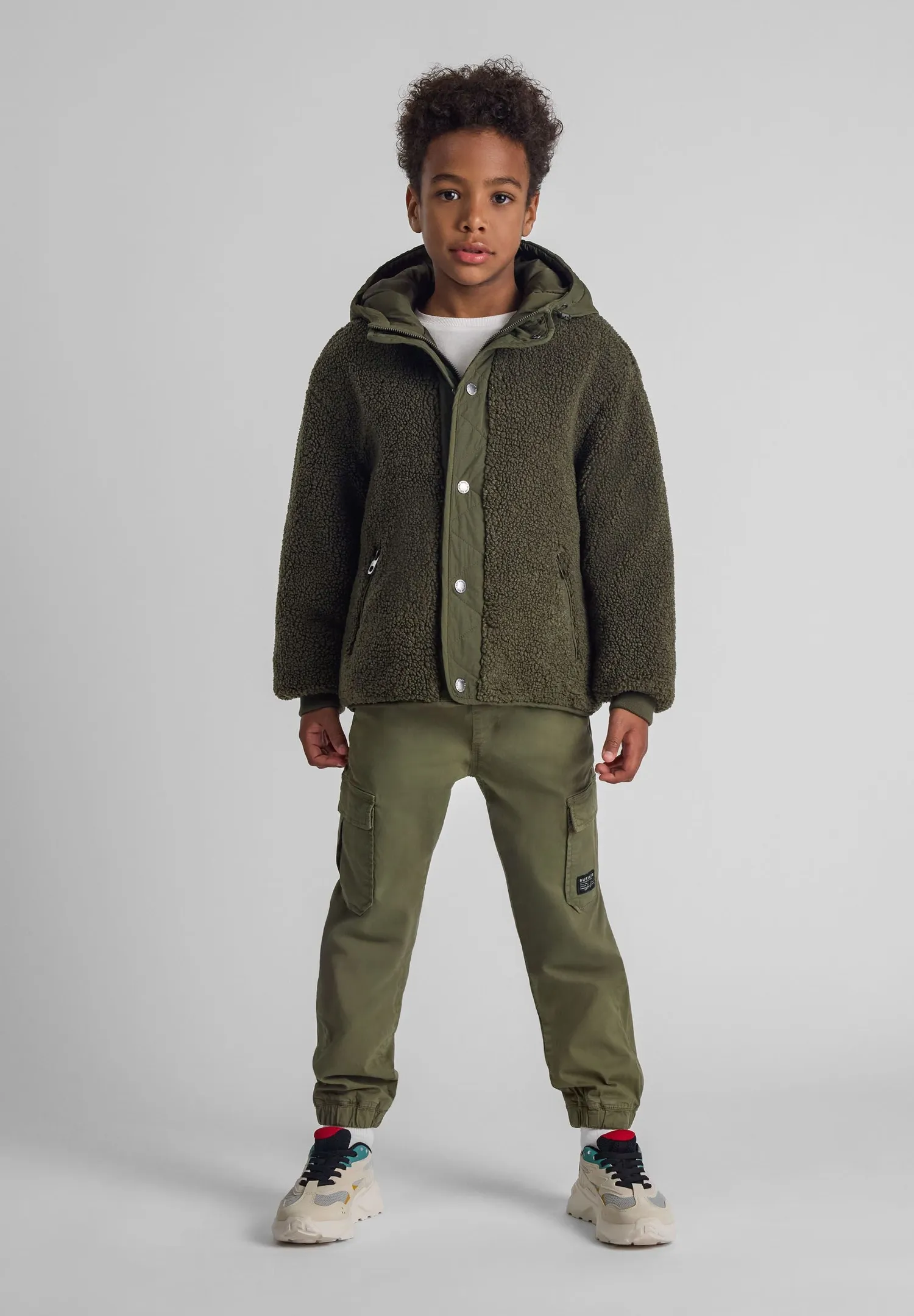 Minoti 43797 cargobukser khaki bomuld