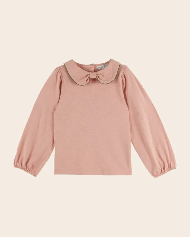 Emile et Ida bluse rosa langærmet flæsekrave økologisk