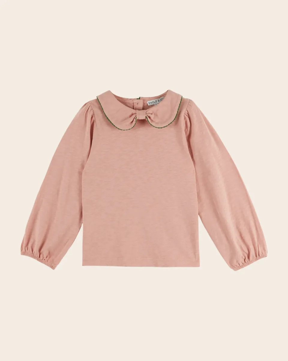 Emile et Ida bluse rosa langærmet flæsekrave økologisk