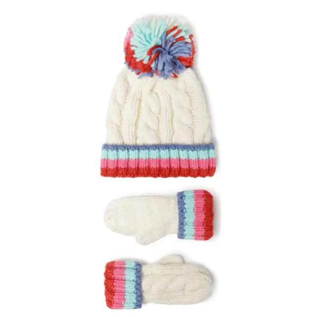 Minoti hue og luffer creme strik baby
