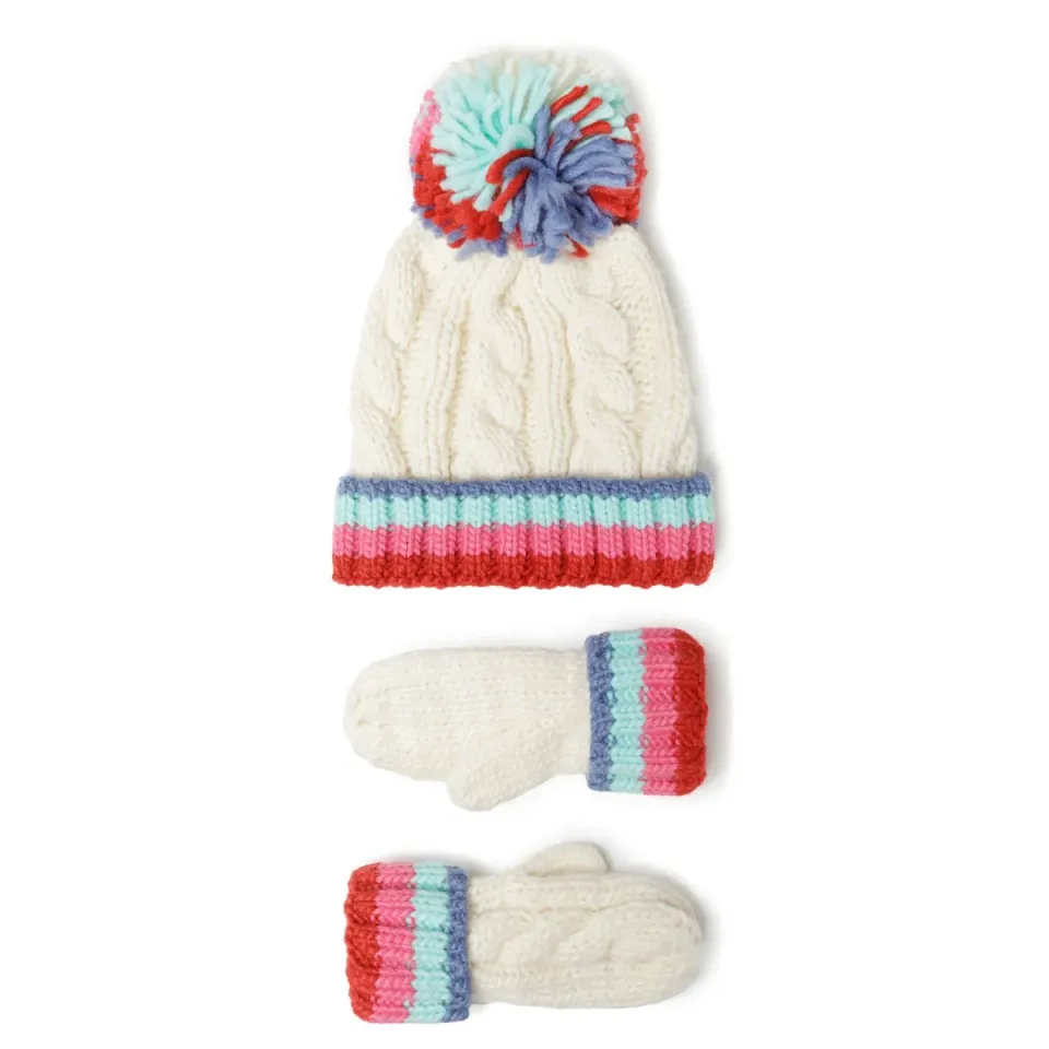 Minoti hue og luffer creme strik baby