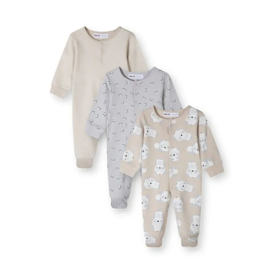 Minoti natdragt med print 3-pak til baby bomuld