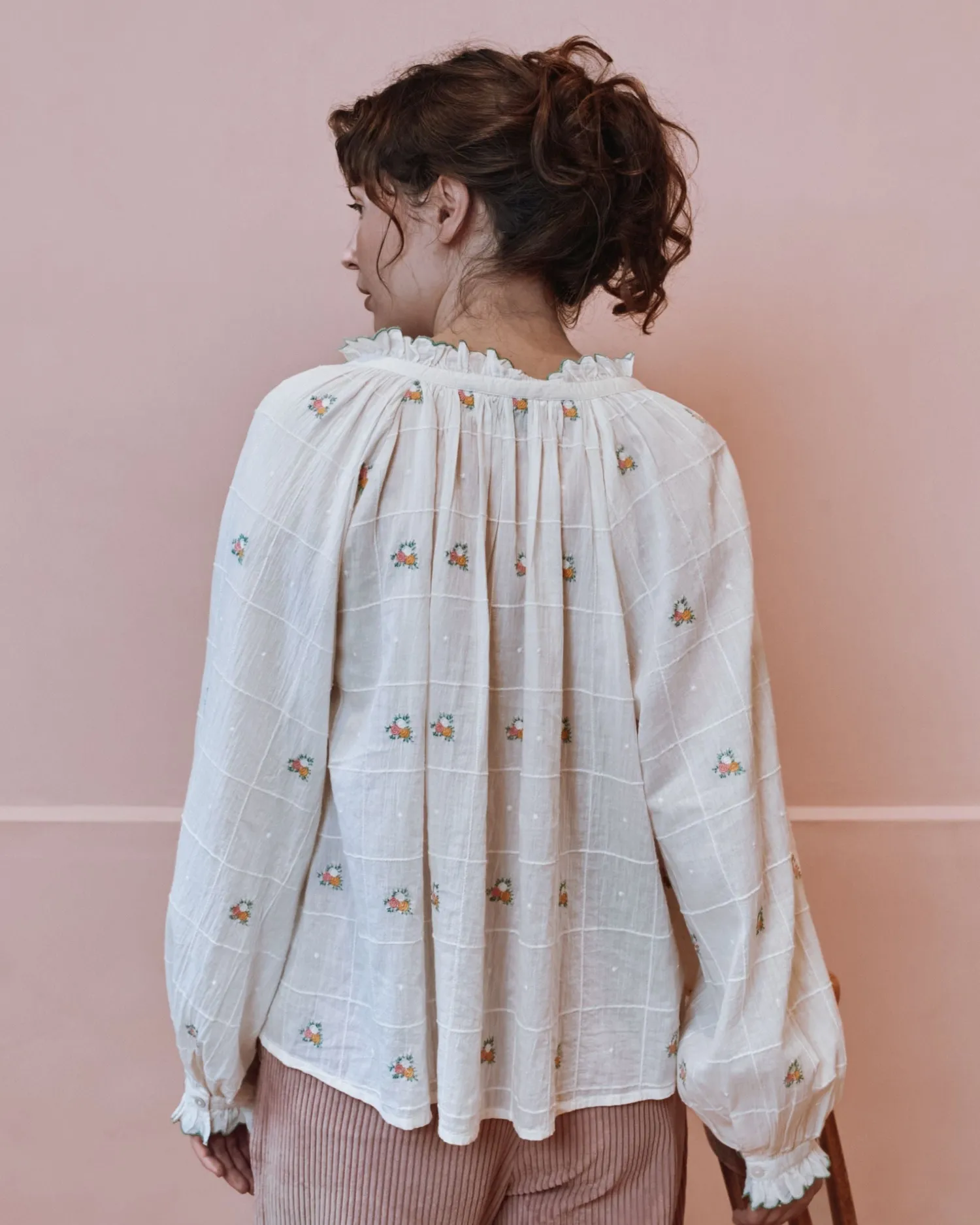 Emile et Ida Elyana bluse ecru broderet bomuld