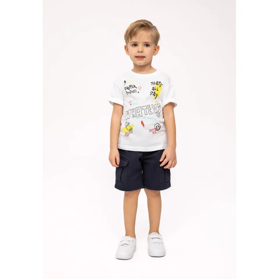 Minoti 38397 T-shirt hvid skateboard bomuld