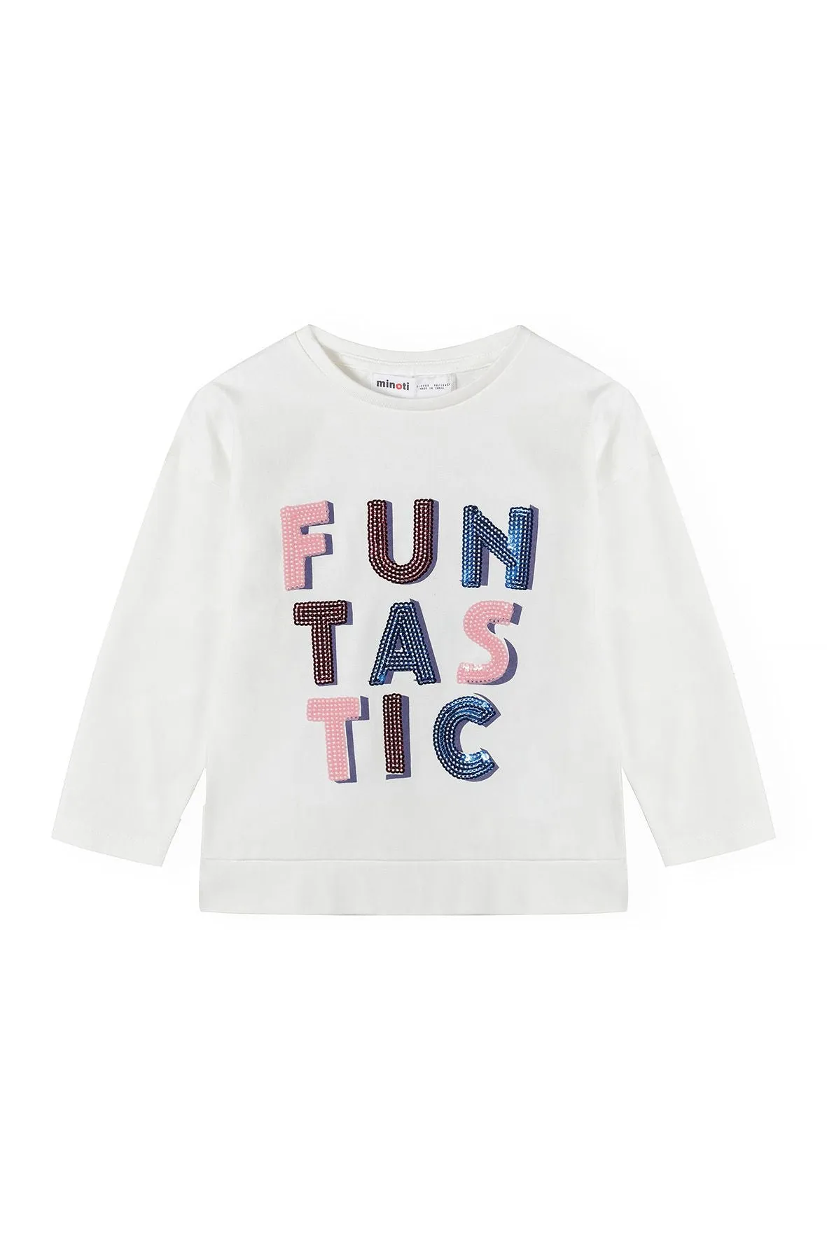 Minoti 39375 langærmet bluse creme pailletter