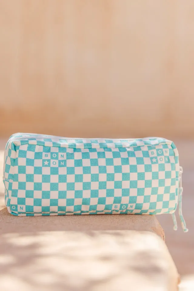 Bonton Damier penalhus blå vintage 9x22x8 cm