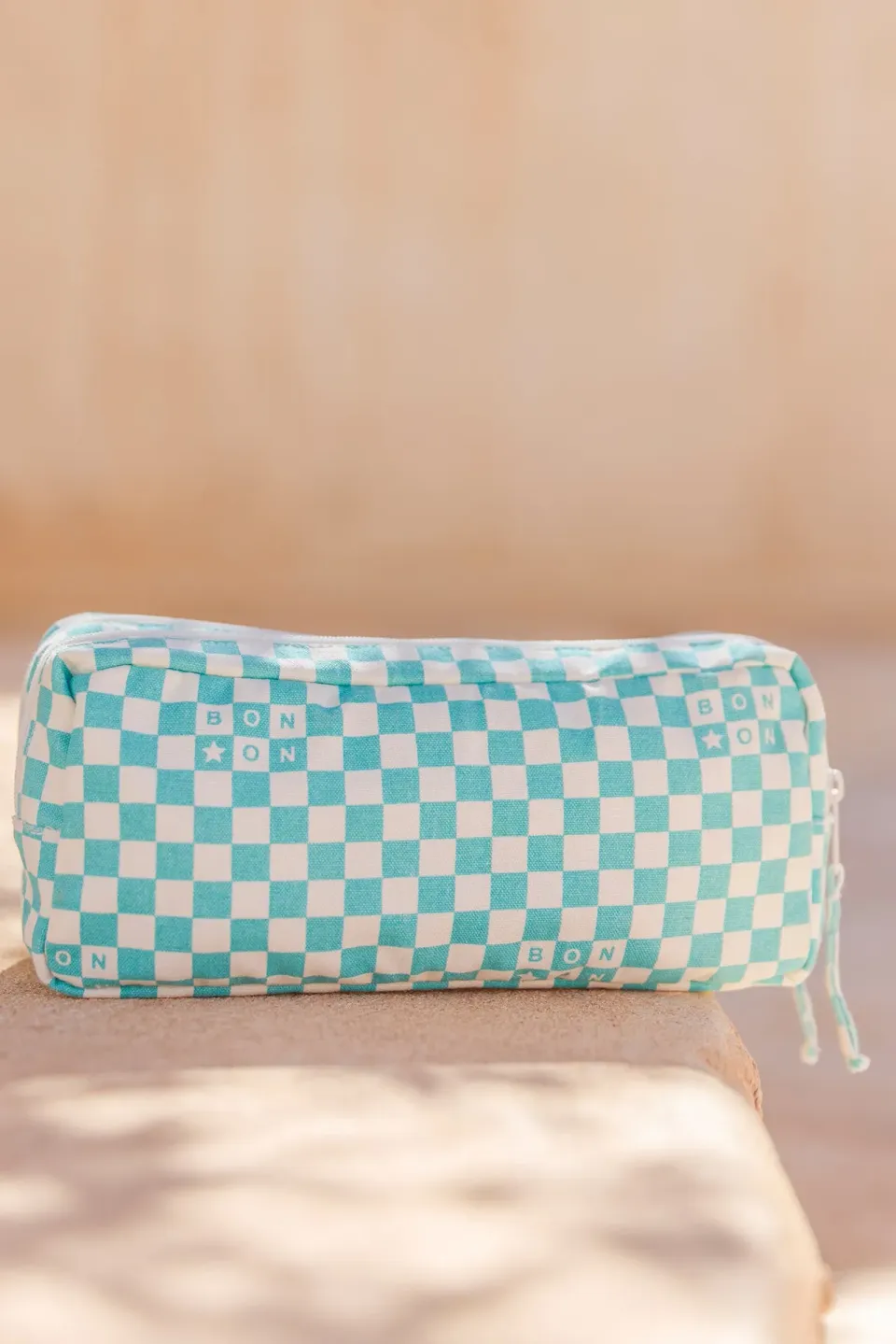 Bonton Damier penalhus blå vintage 9x22x8 cm