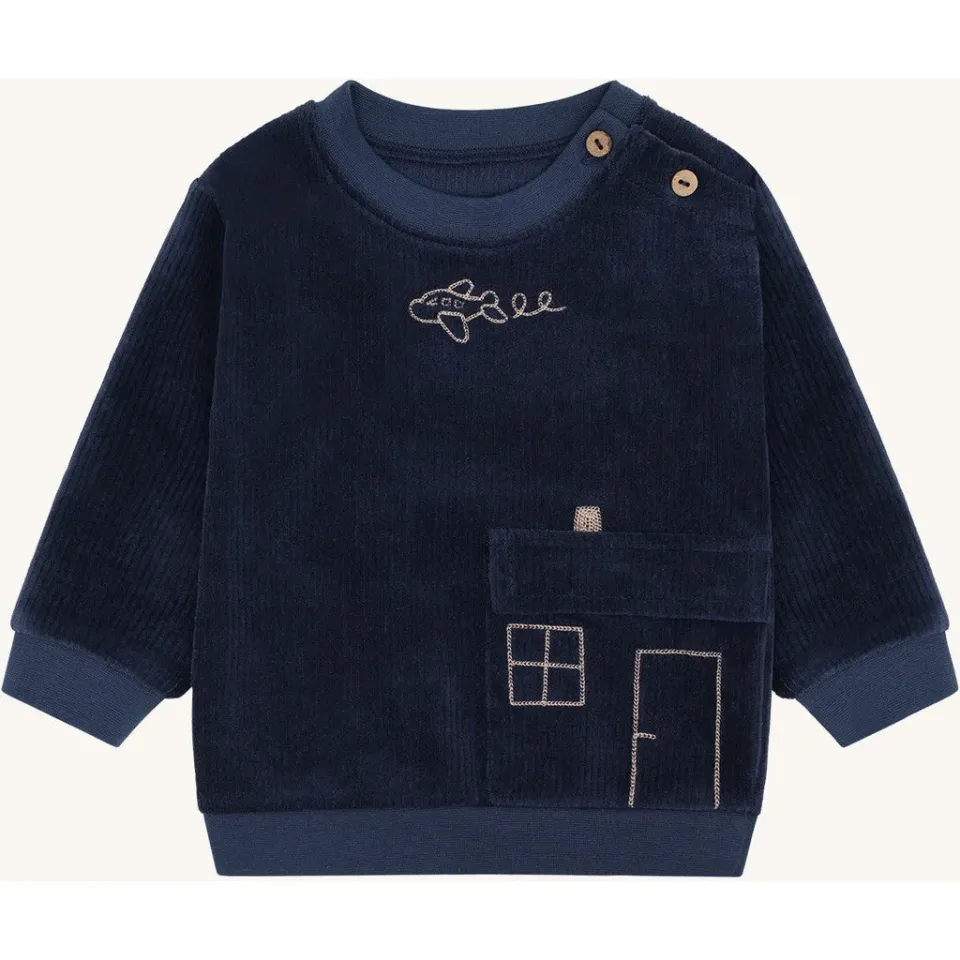Hust & Claire Sofus velour sweatshirt blues