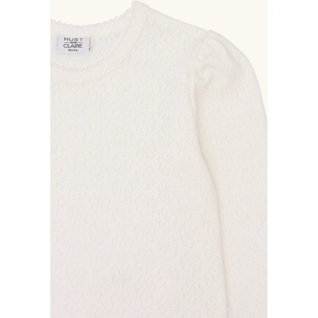 Hust & Claire Alma Pointelle bluse Ivory økologisk