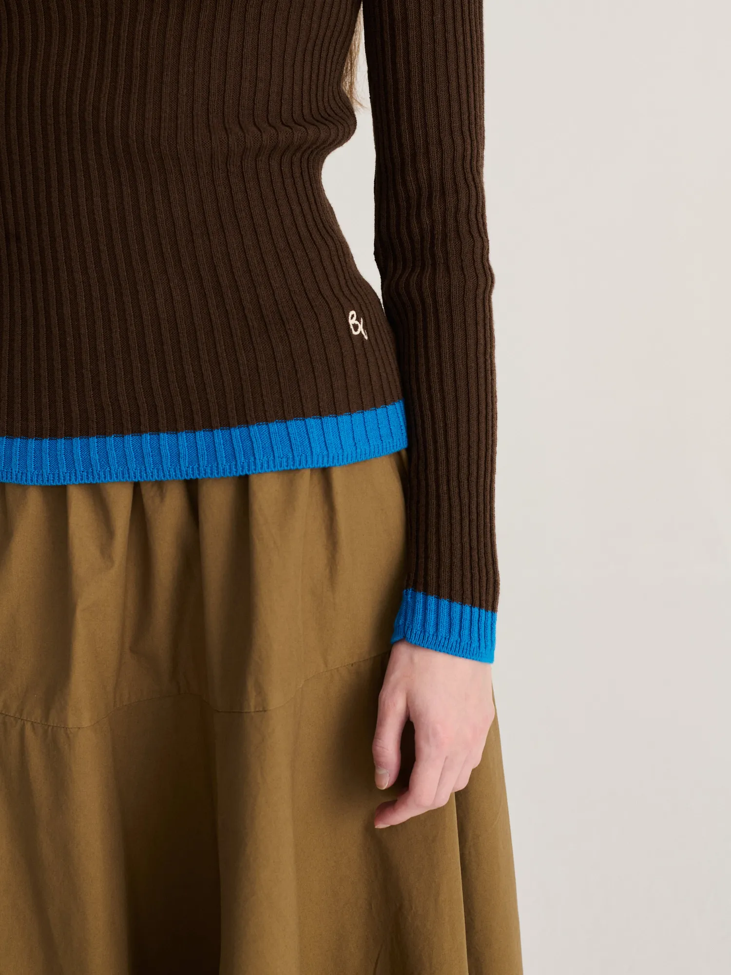 Bobo Choses Color Block rullekravestrik brun økologisk XS