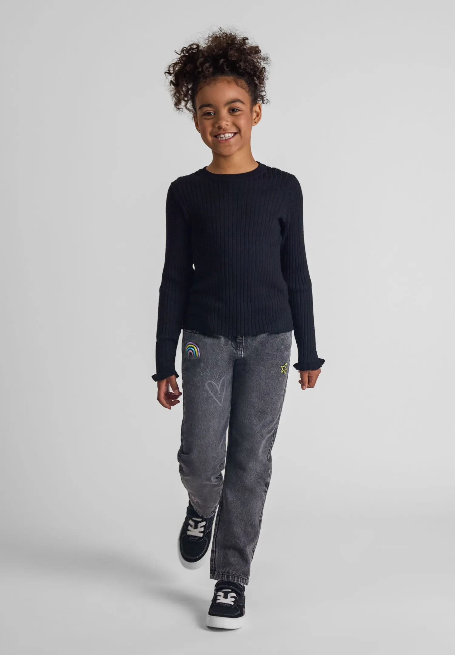 Minoti 43889 ribpullover sort til piger