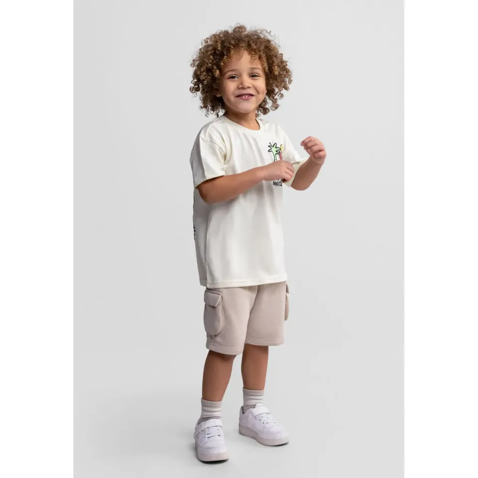 Minoti 44696 sæt t-shirt cargoshorts beige