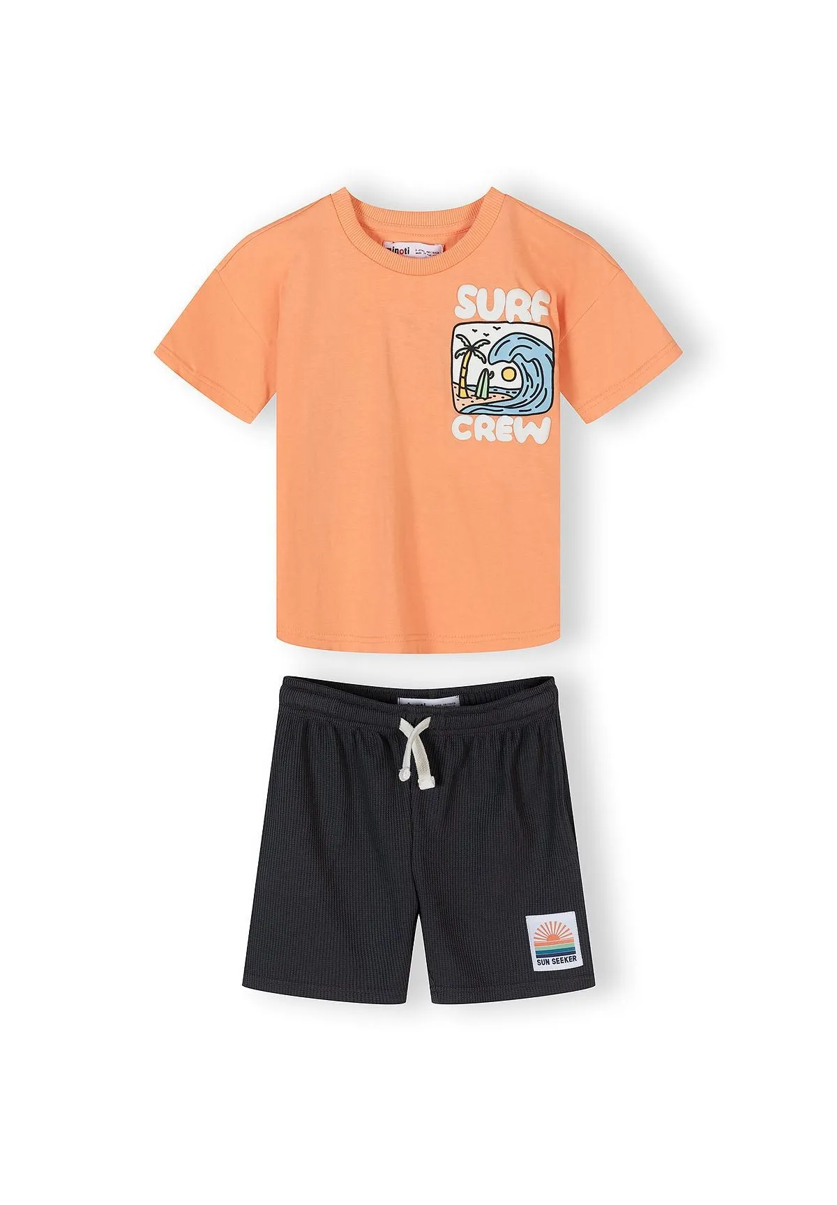 Minoti 44696 shorts-sæt abrikos bomuld baby