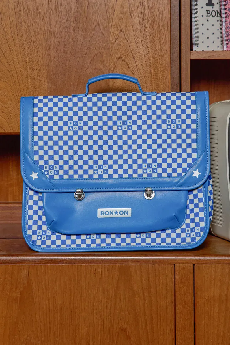 Bonton Damier skoletaske blå tern bomuld