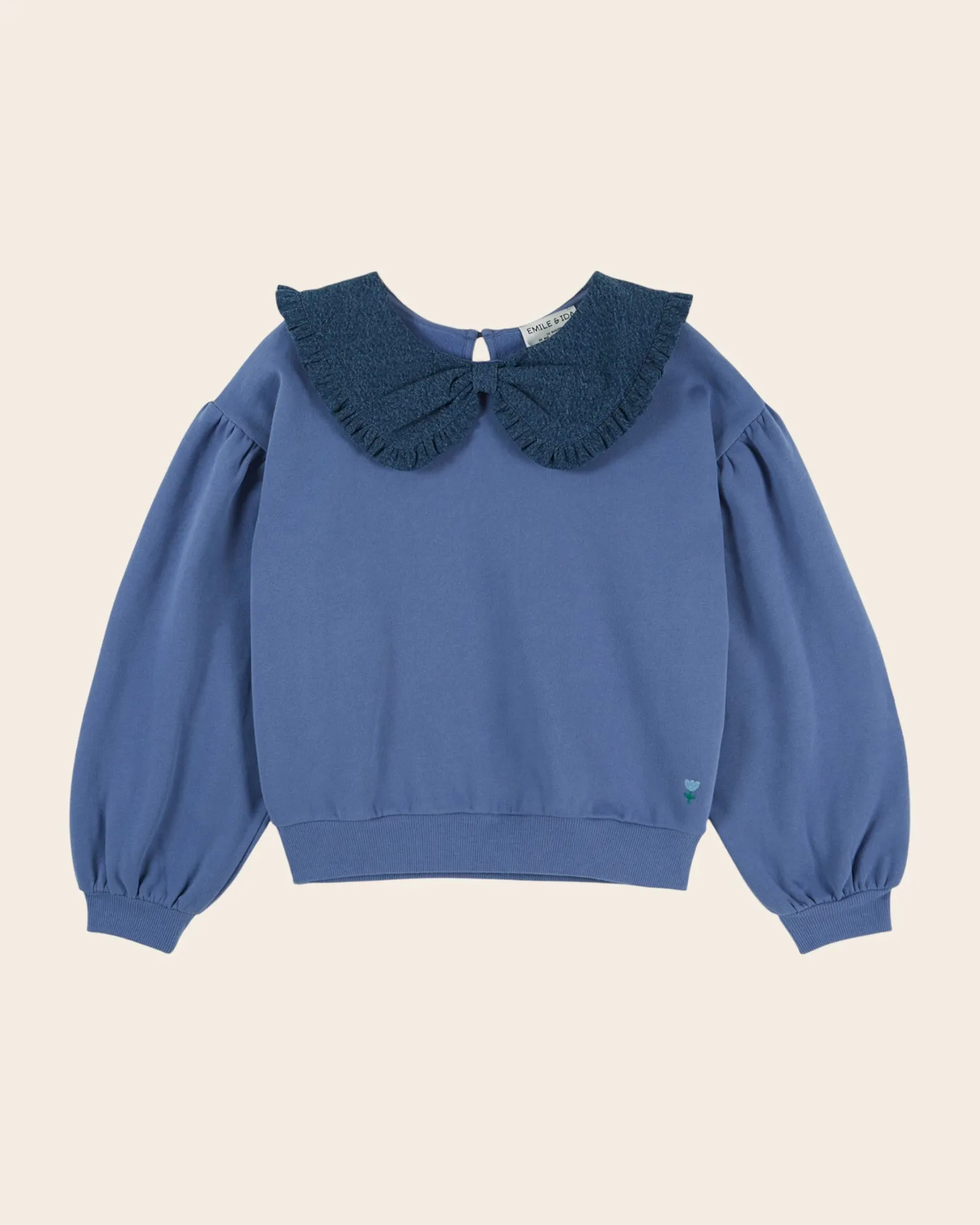 Emile et Ida Grand col sweatshirt blå flæsekrave