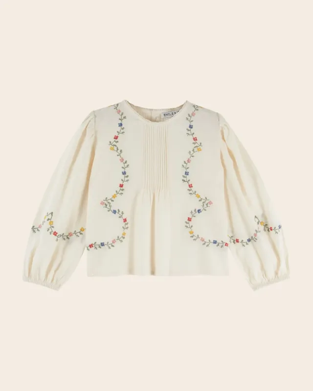 Emile et Ida Guirlande bluse ecru pige broderet
