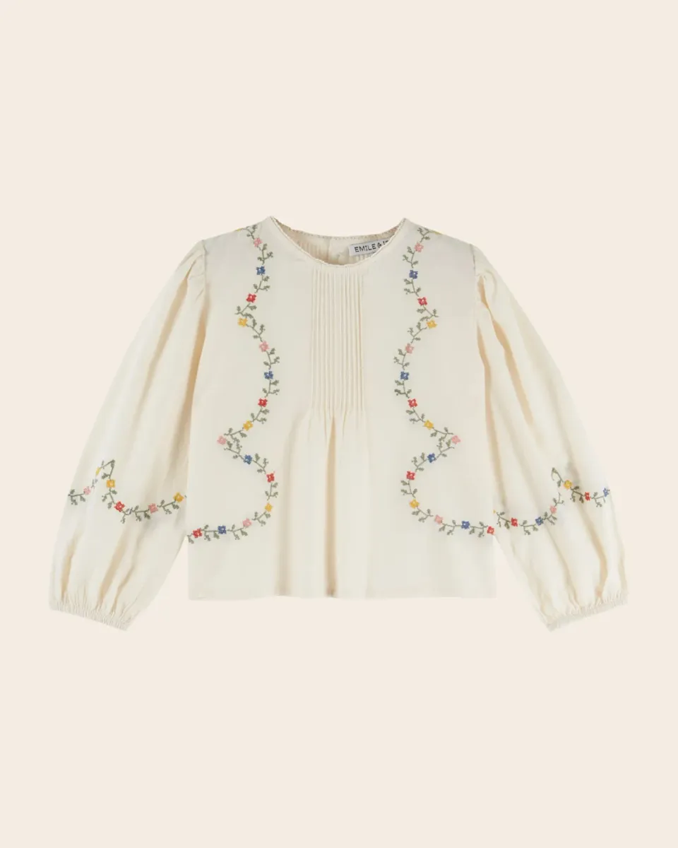 Emile et Ida Guirlande bluse ecru pige broderet