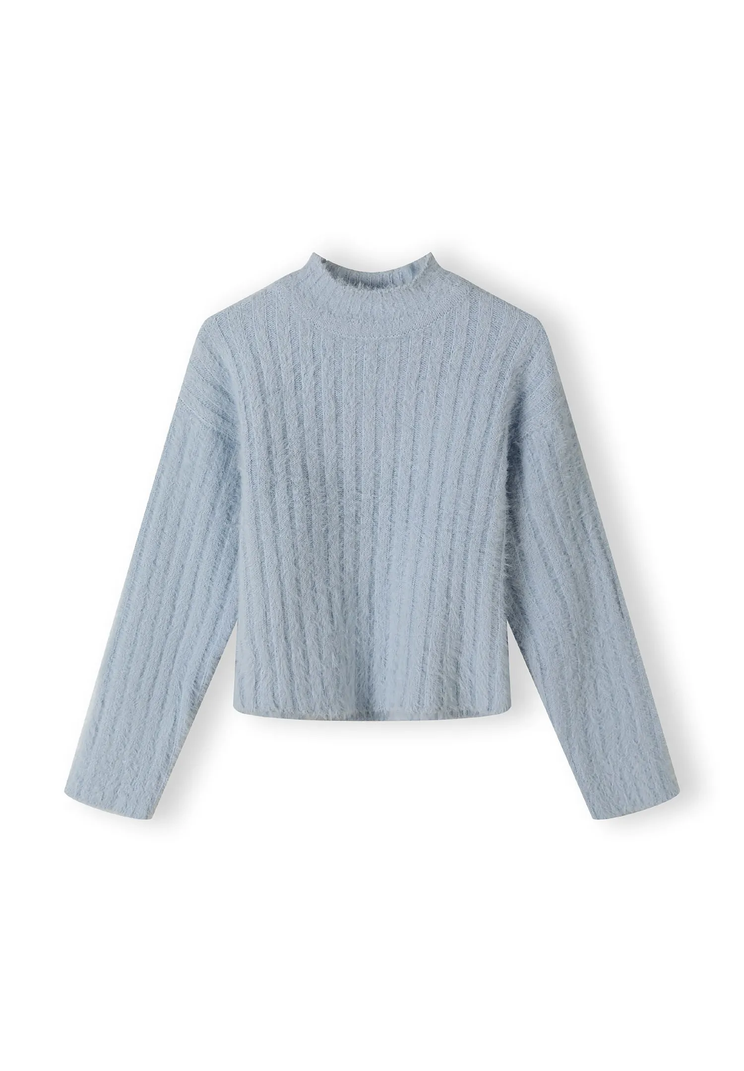Minoti 43886 strikpullover lyseblå til piger