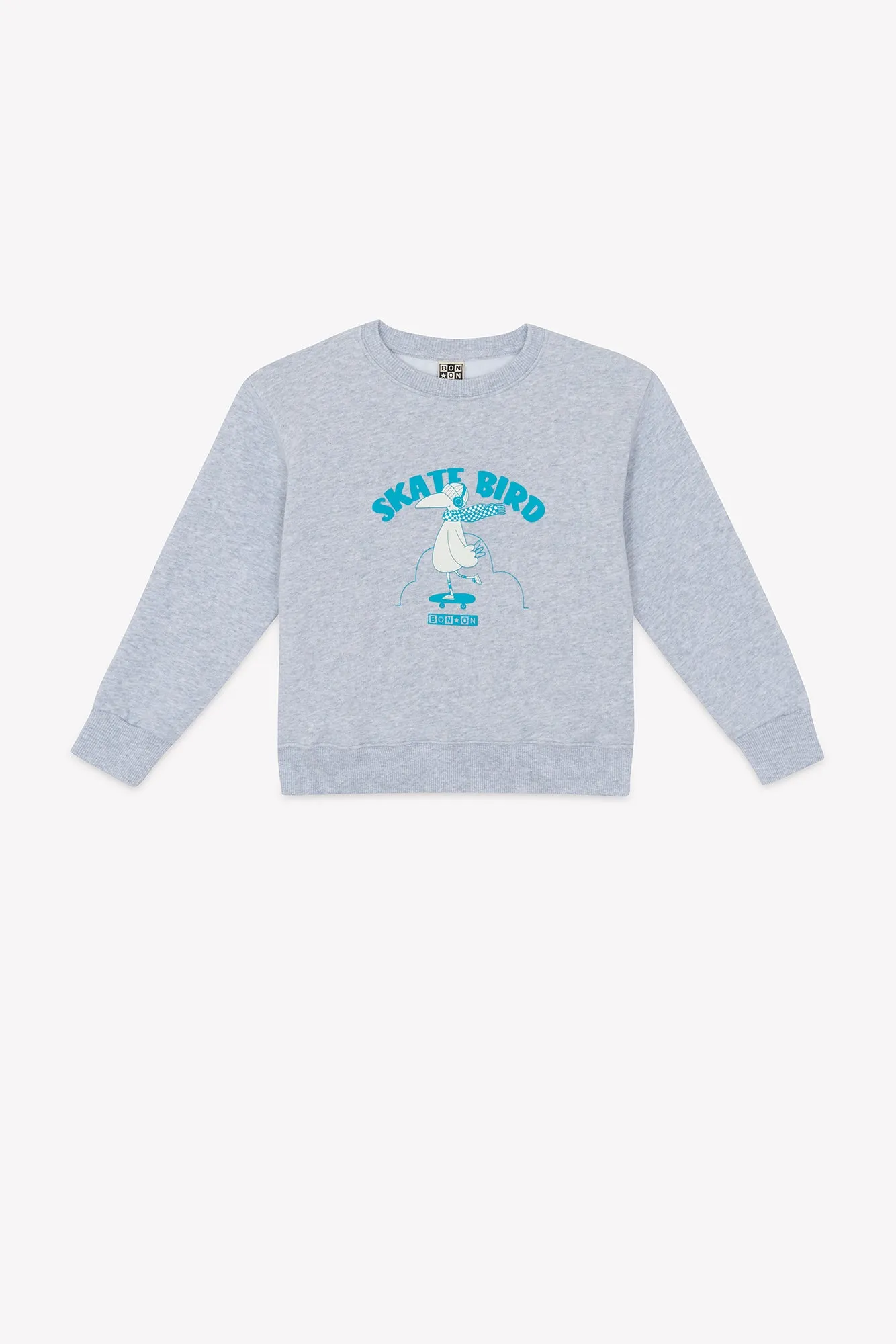 Bonton Smile Skatebird sweatshirt gris chine 2A bomuld