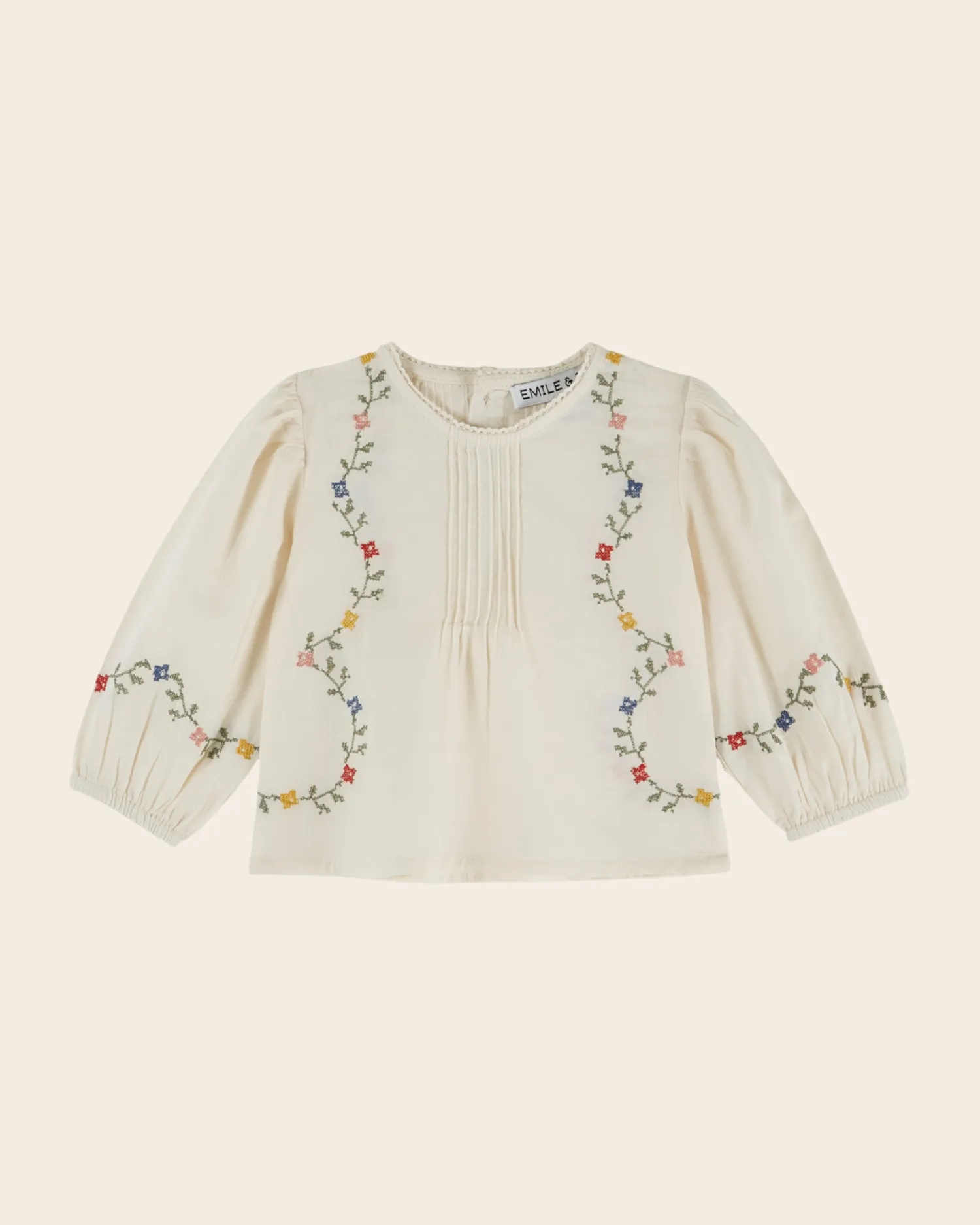Emile et Ida Guirlande bluse ecru pige broderet